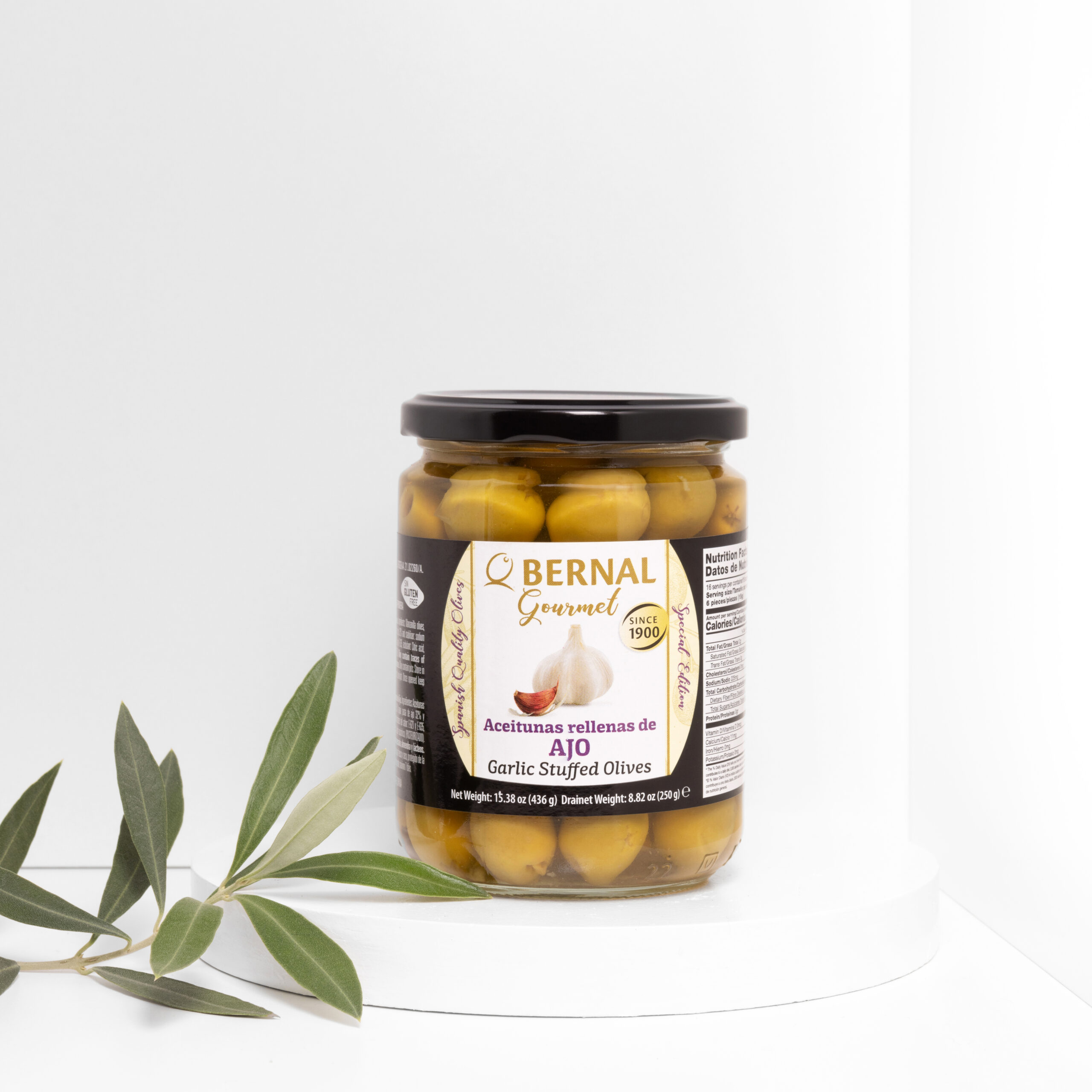 1x1_-75-scaled Alyvuogės žalios MANZANILLA, įdarytos česnakais 440g. - Image 1